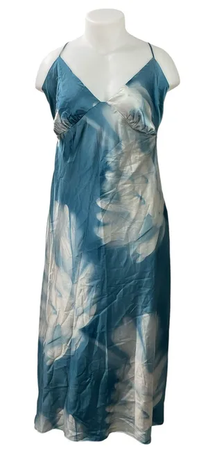 NEW Abercrombie & Fitch Julia Blue Floral Tie Back Cami Maxi Summer Dress Sz XL thumbnail 1