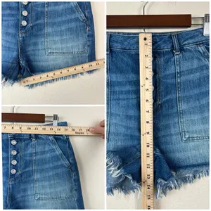 We The Free High-Rise Denim Shorts 28 Button Fly Raw Hem Patch Pockets thumbnail 9