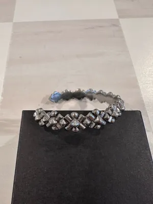 j.crew silver tone geometric floral cuff bracelet thumbnail 4