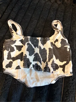Black and White Cow Print Cropped Tank thumbnail 7