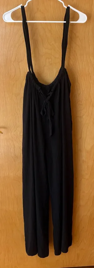 Final Touch Jumpsuit Womens Medium Black Rayon Wide Leg Tie Front JU17315E thumbnail 1
