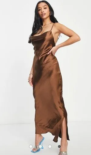ASOS Brown One Shoulder Gown for Wedding Guest thumbnail 2