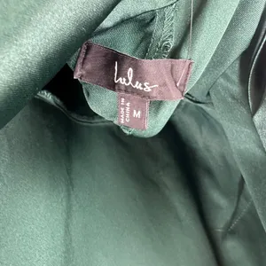 Lulus Captivating Presence Forest Green Satin Cowl Back Maxi Dress Formal M NWT thumbnail 9