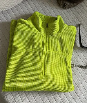 Tek gear Y2K Vtg bright chartreuse grid fleece quarter zip pullover XL thumbnail 1