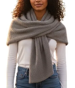 Barefoot Dreams CozyChic Scarf OS Pewter Gray Plush Knit Lounge BDWCC25288 thumbnail 1