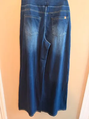 Halara L Denim Wide-Leg Pants Stretch Waist Large Blue Cotton Blend thumbnail 5
