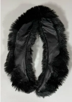Black Fur Winter Scarf Shawl Wrap — Length: 30 in. 🖤 thumbnail 2