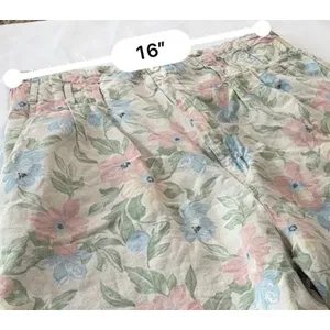 Vintage 90s Pastel Floral Linen Pants TARAZZIA Size Large Cottage Coastal Boho thumbnail 5