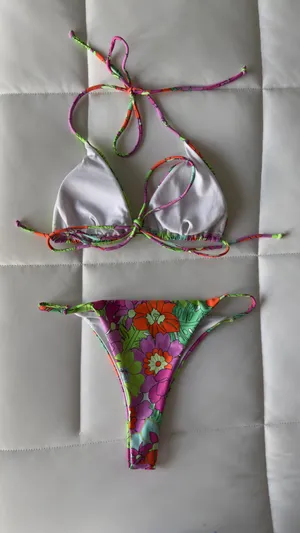 Colorful Tropical Floral String Bikini Set XS thumbnail 2
