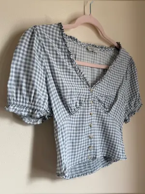 Paper Crane Gingham Crop Top Size Small Preppy Coquette Boho Twee Dainty thumbnail 3