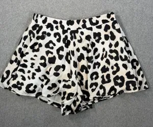 Adrienne Women's Medium Leopard Print Satin Shorts Flowy Elastic Waist Lined thumbnail 1