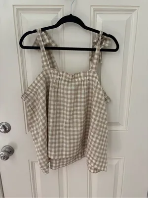 ABLE Gingham Tie Smocked Top Size 1X NWT thumbnail 6