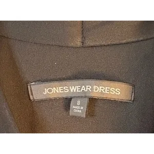 Jones Wear Dress Maxi Womens 8 Black Excellent Floral Halter Pleated V-Neck‎ thumbnail 4
