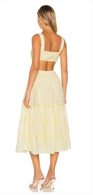 Tularosa Eleanora Embroidered Dress in Mellow Yellow Large thumbnail 2