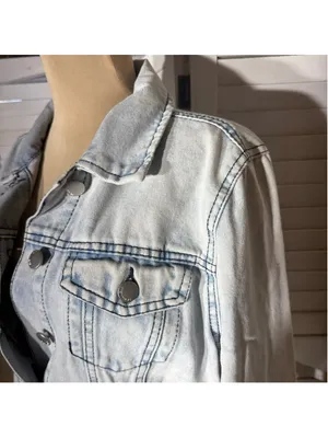 Stoosh vintage denim jacket acid wash grunge 90s Y2K flap pockets cotton rocker thumbnail 9