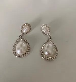 Dangle Pearl Earrings Silver thumbnail 2