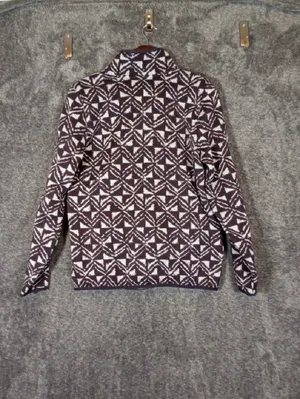 L.L.Bean & White Patterned Fleece Pullover Cabincore Gorpcore Womens L thumbnail 6