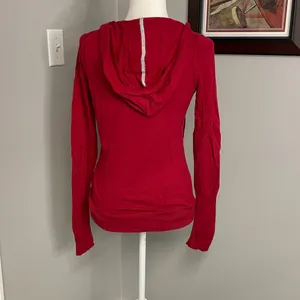 AMERICAN EAGLE Angora Blend Red Hooded sweater Y2K 90s drawstring medium thumbnail 3