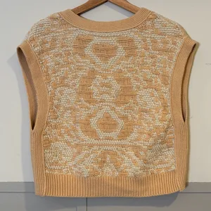 Free People Beige and Cream Knit Vest Geometric Pattern Sweater thumbnail 14