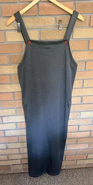 Timing USA Long Overall Dress Skirt Back Slit Gray Vintage Size Medium Women’s thumbnail 1