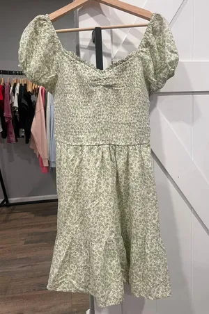 Hollister green floral mini dress thumbnail 2