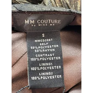MM Couture By Miss Me Brown Gold Shimmer Lace Plunging Back A-line Dress S NWT thumbnail 11