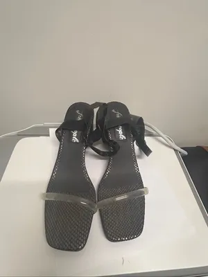 Free People Natal Ankle Snake Skin Block Heel Sandals Size 10 Clear thumbnail 8
