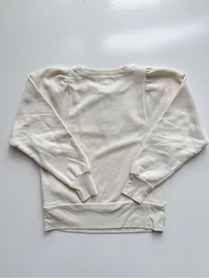 Madewell Henley Puff Sleeve Sweatshirt In Antique Cream XS thumbnail 8