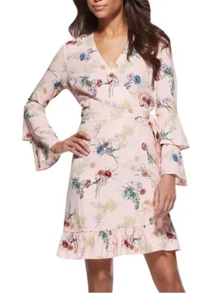 Scoop Pink Floral Wrap Dress Size XL 16-18 thumbnail 1