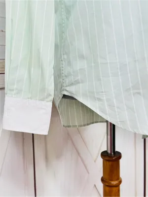 Lauren Ralph Lauren Pinstripe Button Up‎ Shirt Green White Size 6 Preppy Oxford thumbnail 6