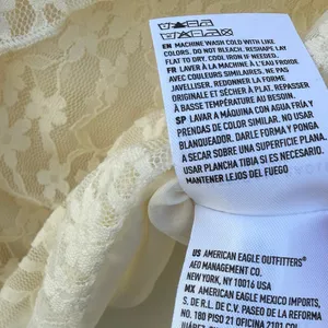 American Eagle Lace Ruffle Bell Sleeve Blouse Cream Fairycore Boho Top NWT S thumbnail 6