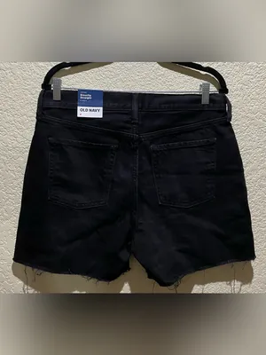 Old Navy High-Rise Slough straight 5” inseam black Distressed Denim shorts 8 thumbnail 3