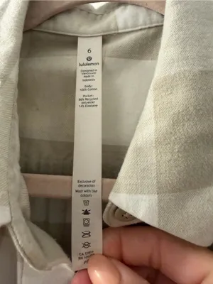 lululemon athletica Beige and White Plaid Button-Down Shirt thumbnail 2