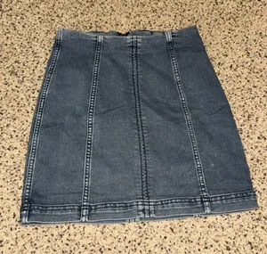 Free People dark blue denim mini skirt thumbnail 1