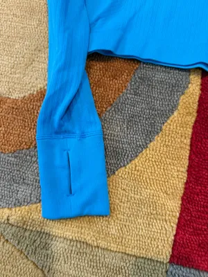 NWT DSG Momentum Seamless 1/4 Zip Long Sleeve Workout Top Cropped Aqua Blue XS thumbnail 3