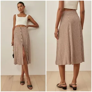 💕REFORMATION💕 Hermosa Skirt ~ Chestnut Check 12 NWOT thumbnail 2