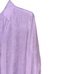 Coldwater Creek Top Womens Medium Purple Crinkle Button Up Collared Blouse thumbnail 3