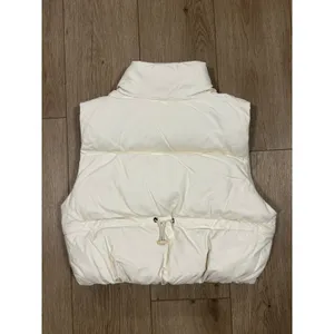 Double Zero Womens Off White Faux Leather Puffer Vest Funnel Neck Zip DZ23F494 M thumbnail 3