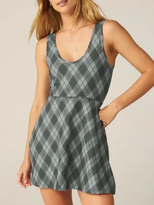 BEYOND YOGA Softmark Movement Dress Grey Argyle Plaid Size XS thumbnail 1