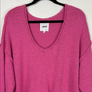 Aerie Voop Sweater Oversized Pink Women’s Size Large Cotton Relaxed Beachy thumbnail 4