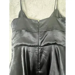 Betsey Johnson Black Satin Ruched Mini Dress Cowl Neck Spaghetti Strap Size 4 thumbnail 4