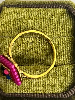 Vintage/Bohemian Design Stainless Steel Golden w/ Multicolor Beads Ring S 9 thumbnail 3