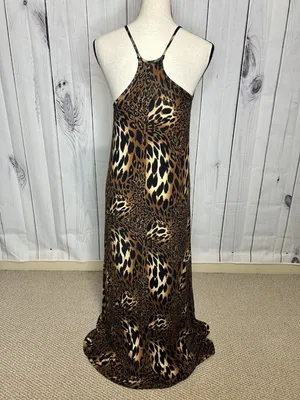12PM By Mon Ami Maxi Dress Womens Sz S Spaghetti Strap Animal Print Knit thumbnail 6