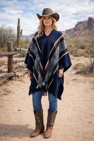 Tejidos Imalaya Wool Ecuadorian Made Southwest Blanket Poncho Wrap EUC One Size thumbnail 1