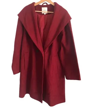 Avec Les Filles Hooded Twill Wrap Coat In Maroon (No Belt) Nordstrom Cut Off Tag Size Xl Reg Look polished on the go in this timelessly chic wrap coat with an expansive hood for blustery days and handwarming welt pockets. • 38 1/2" length (size Medium) • Double-breasted button closure • Fixed hood • Shawl collar • Lined • 46% polyester, 29% acrylic, 9% wool, 9% rayon, 5% nylon, 2% cotton • Dry clean • Imported • Item # 6236110 Belt is not included thumbnail 4
