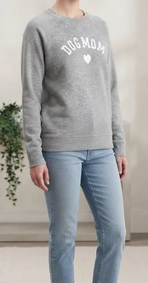 Dog Mom Gray Sweatshirt Crewneck Pullover Size S/M thumbnail 1