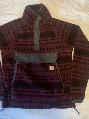 Carhartt Women's Relaxed Fit Fleece Pullover Port Geometric Print Size XS Wester thumbnail 1