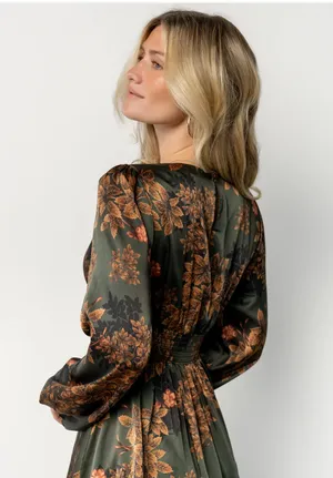 Baltic Born Maxi Dress Dark Green and Amber Floral thumbnail 2