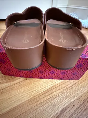 TORY BURCH Patos Disc Nappa Leather Platform Slide Sandals Size 7 M Burnt Cuoio thumbnail 4