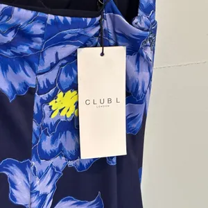 Club L London NWT Blue Floral Print Plunge Neck Maxi Dress - size 6 thumbnail 6